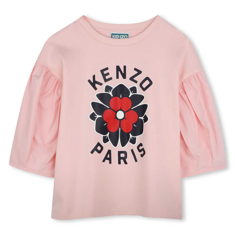 Bi-material T-shirt with print KENZO KIDS 
                    GIRL