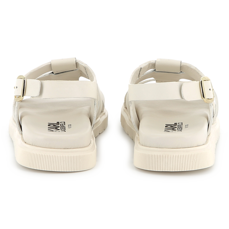 Buckled leather sandals KARL LAGERFELD KIDS 
                    GIRL