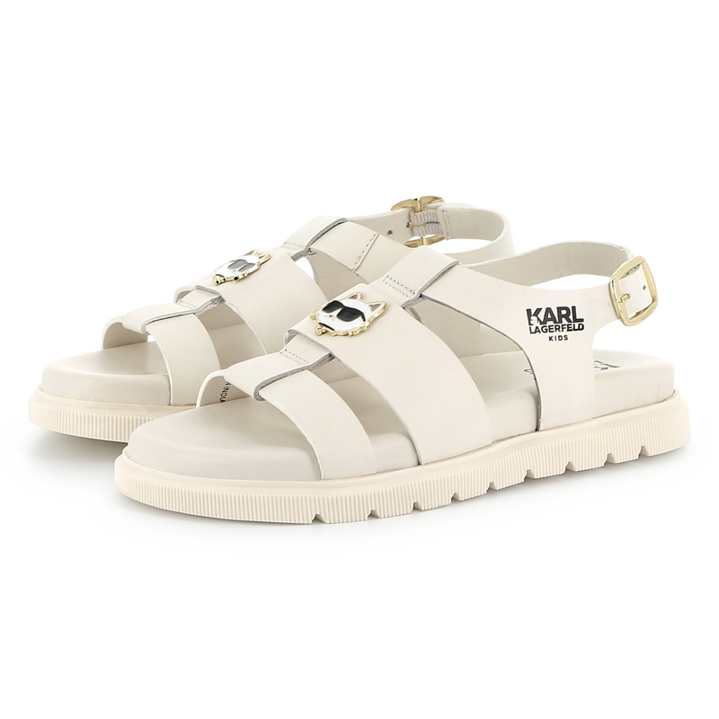 Buckled leather sandals KARL LAGERFELD KIDS 
                    GIRL