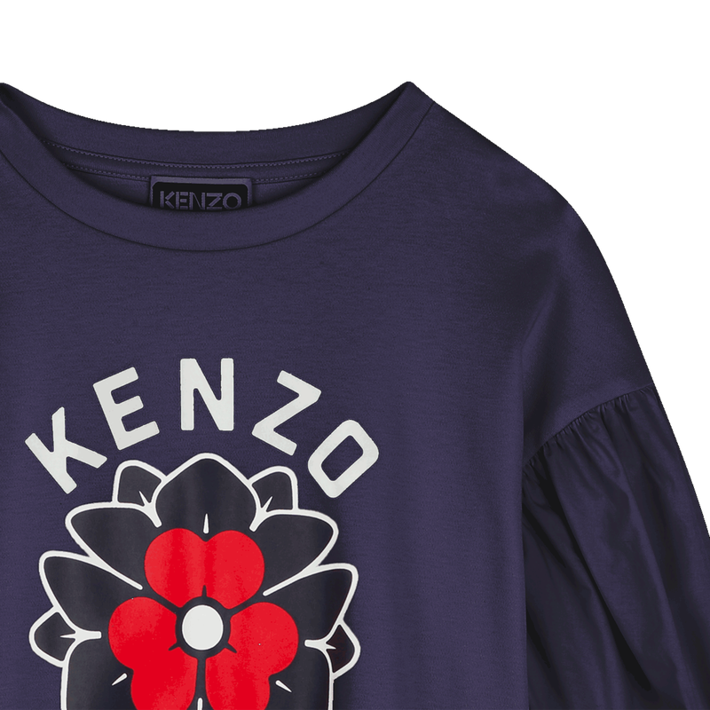 Bi-material T-shirt with print KENZO KIDS 
                    GIRL