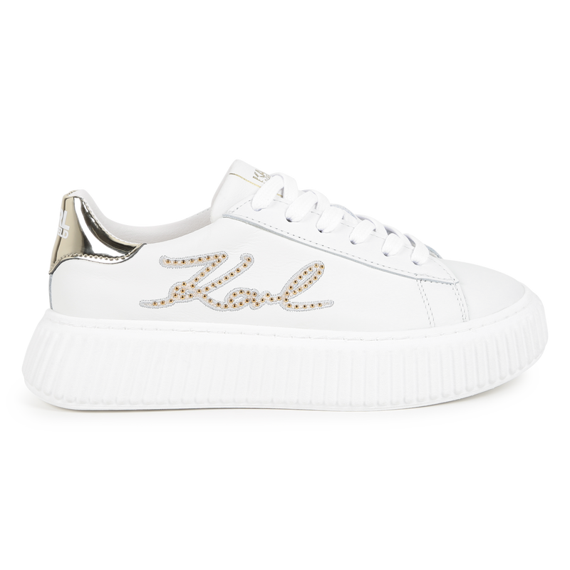 Leather Lace-Up Sneakers KARL LAGERFELD KIDS 
                    GIRL