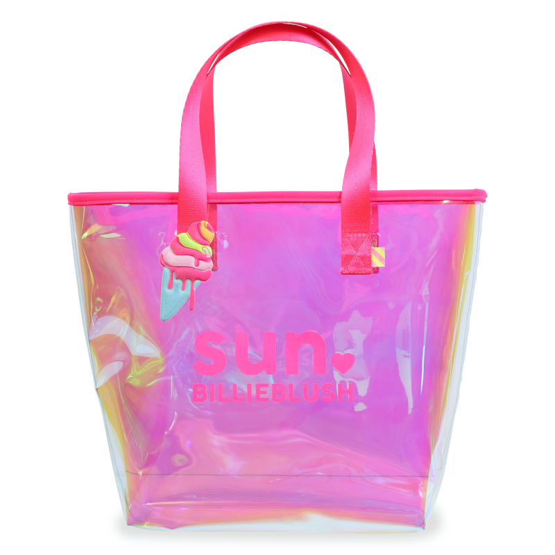 Shiny tote bag with badge BILLIEBLUSH 
                    GIRL