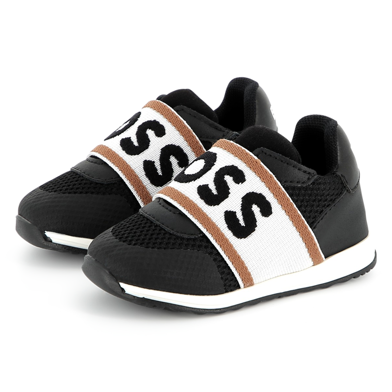 Leather and mesh sneakers BOSS 
                    BOY