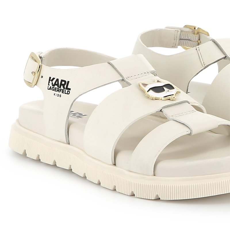 Buckled leather sandals KARL LAGERFELD KIDS 
                    GIRL