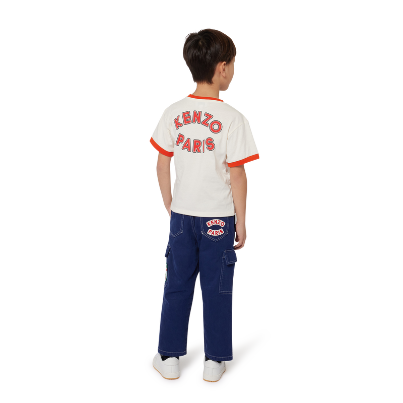 Patched Cotton Cargo Pants KENZO KIDS 
                    BOY