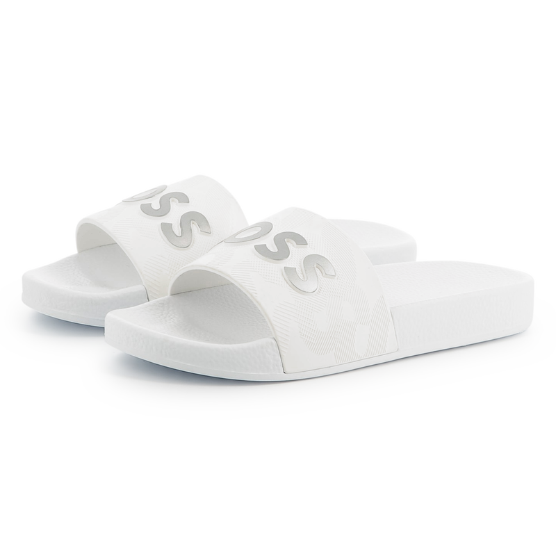 Sliders with textured logo BOSS 
                    BOY
