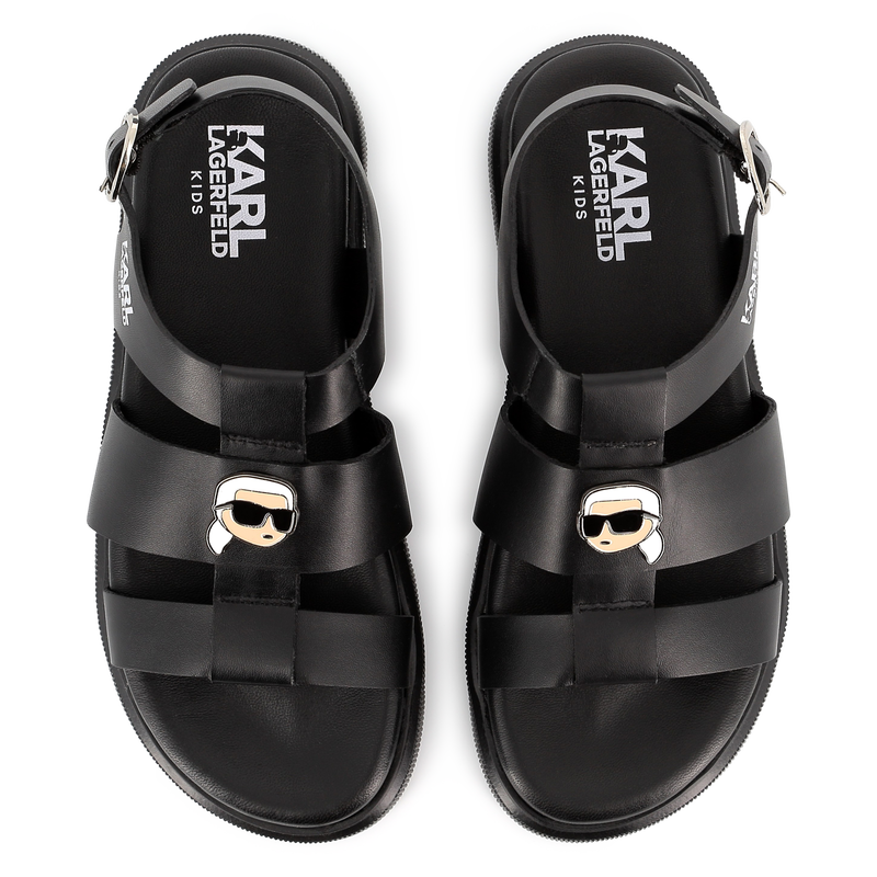 Buckled leather sandals KARL LAGERFELD KIDS 
                    GIRL