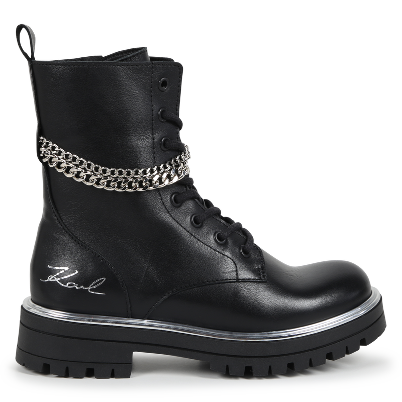 Leather Chain Ankle Boots KARL LAGERFELD KIDS 
                    GIRL