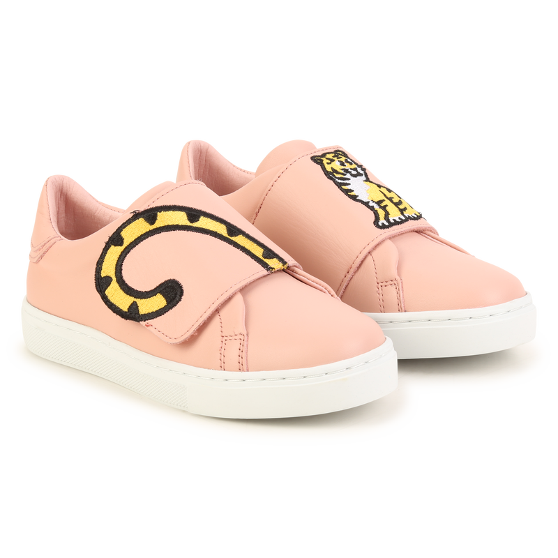 Embroidered leather sneakers KENZO KIDS 
                    UNISEX