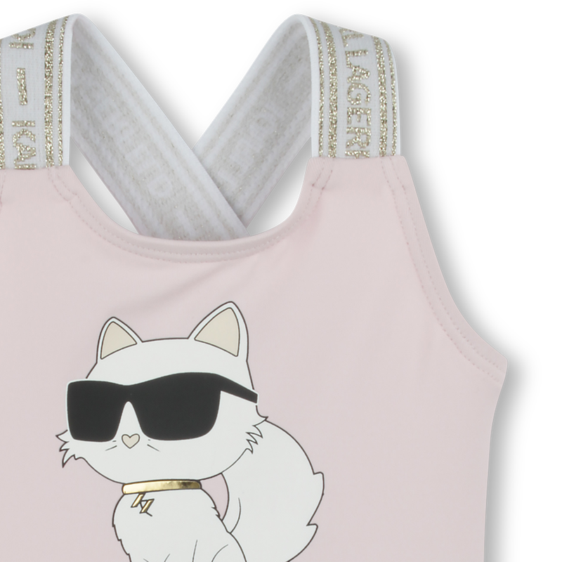 One-piece swimsuit with print KARL LAGERFELD KIDS 
                    GIRL