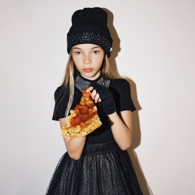 Knitted Rhinestone Hat KARL LAGERFELD KIDS 
                    GIRL