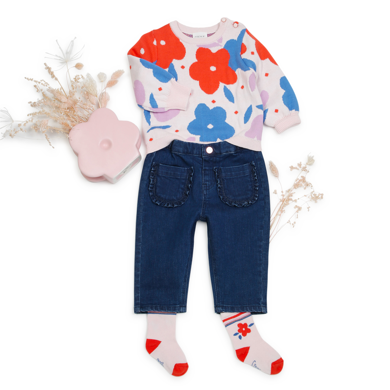 Flower Pattern Pullover CARREMENT BEAU 
                    GIRL