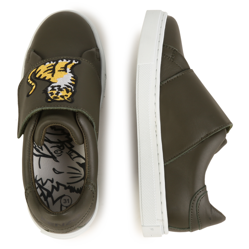 Embroidered leather sneakers KENZO KIDS 
                    UNISEX