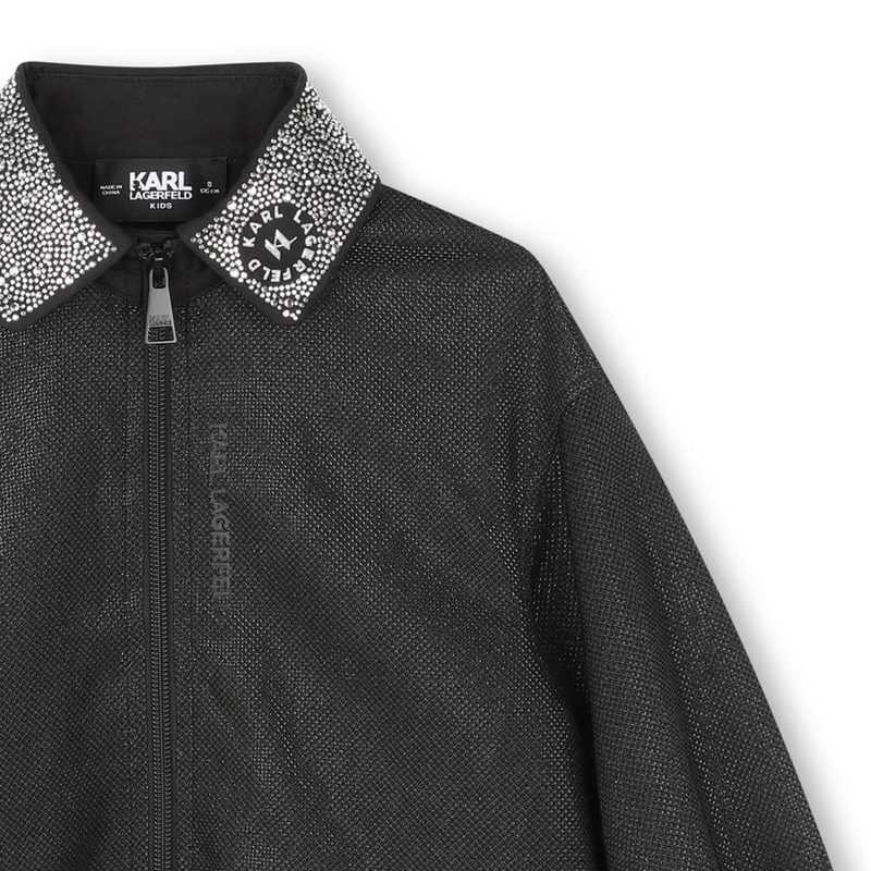 Rhinestone Collar Zip-Up KARL LAGERFELD KIDS 
                    GIRL