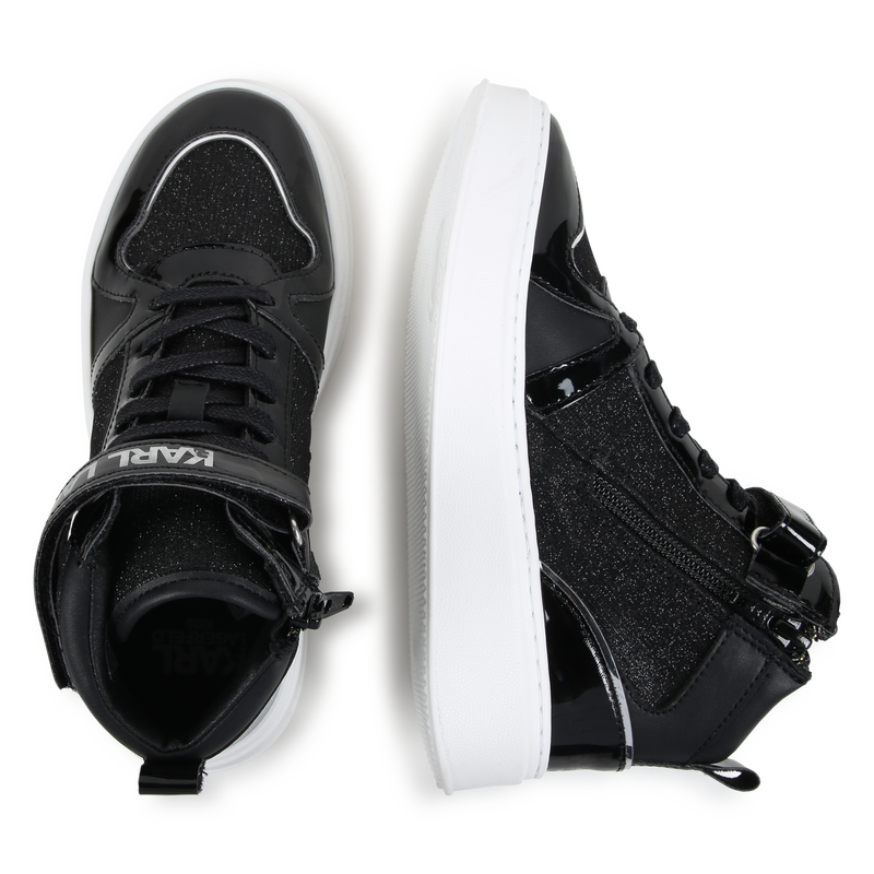 Leather High-Top Sneakers KARL LAGERFELD KIDS 
                    GIRL