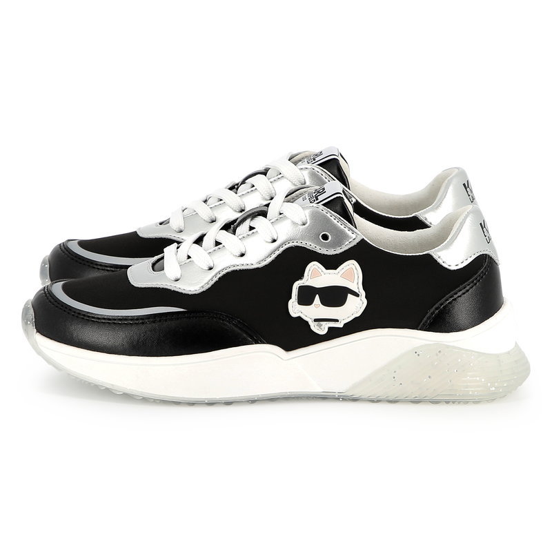Lace-up sneakers with badge KARL LAGERFELD KIDS 
                    GIRL