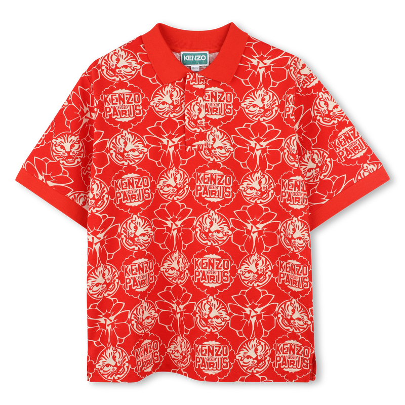 Printed cotton piqué polo KENZO KIDS 
                    BOY