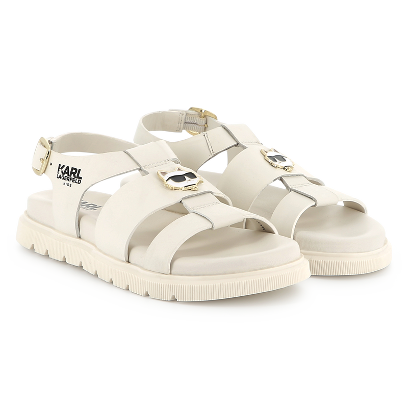 Buckled leather sandals KARL LAGERFELD KIDS 
                    GIRL