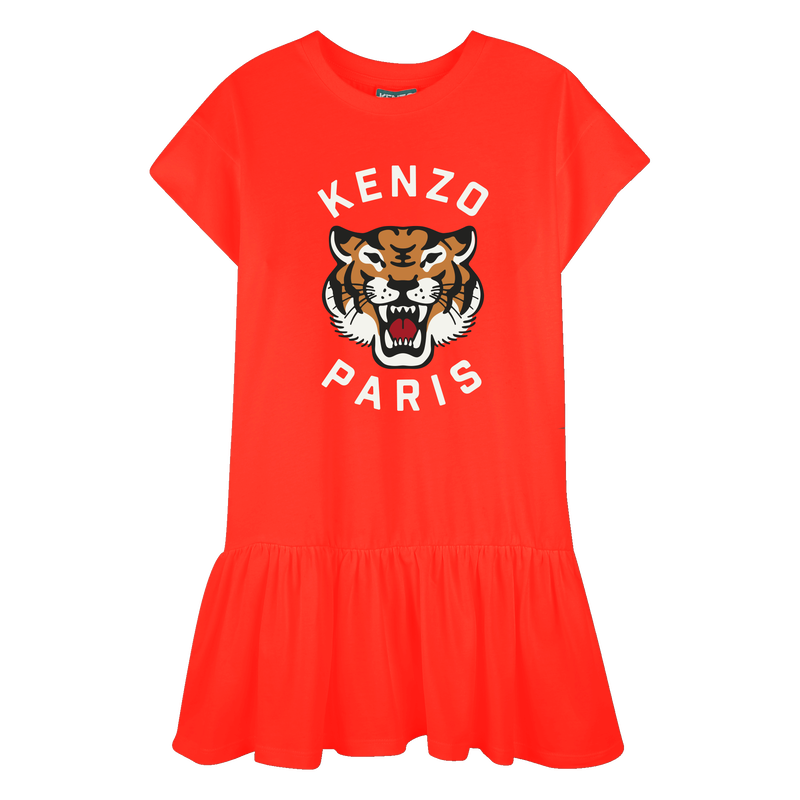 Logo print dress with ruffle KENZO KIDS 
                    GIRL