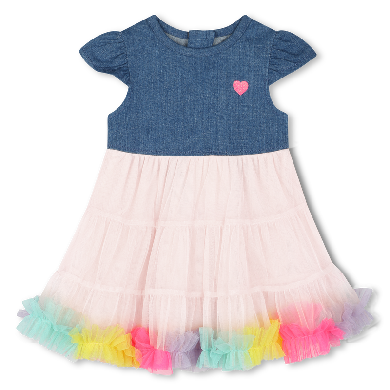 Bi-material dress with ruffles BILLIEBLUSH 
                    GIRL