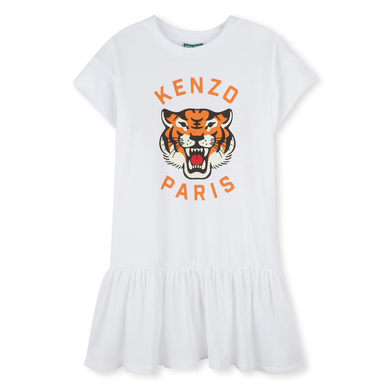 Logo print dress with ruffle KENZO KIDS 
                    GIRL