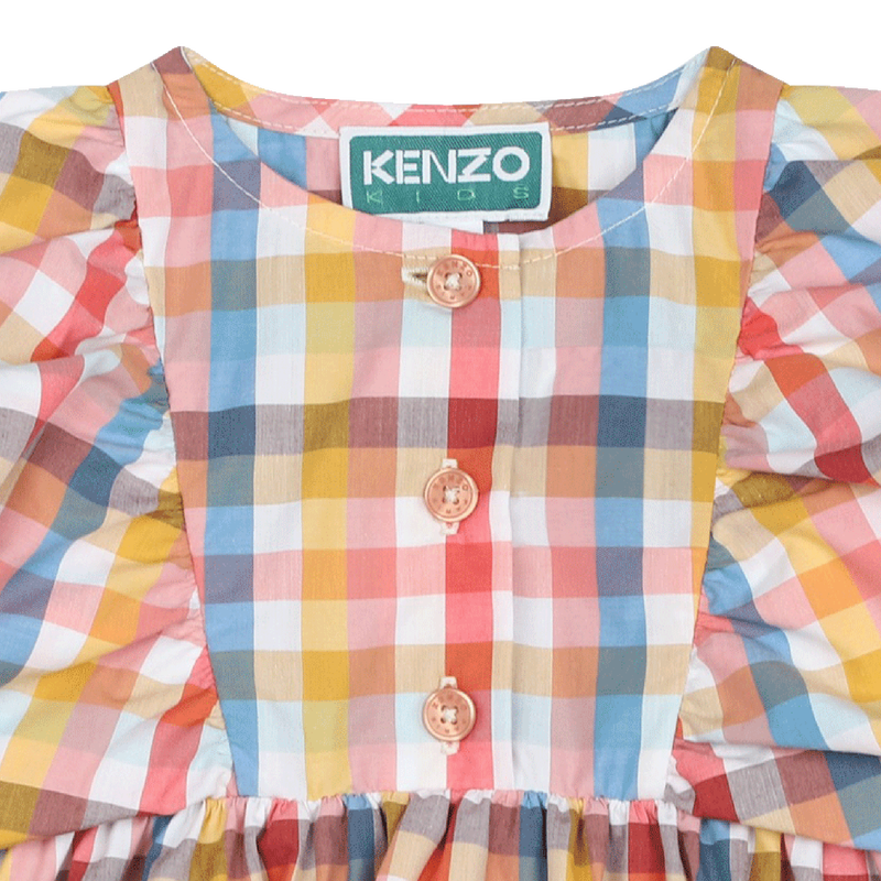 Checked cotton dress KENZO KIDS 
                    GIRL