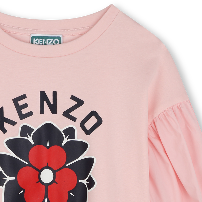 Bi-material T-shirt with print KENZO KIDS 
                    GIRL