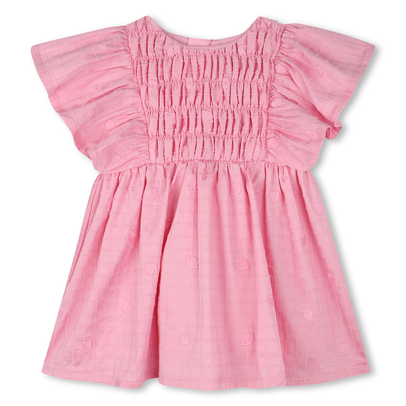 Cotton satin embroidered dress KENZO KIDS 
                    GIRL