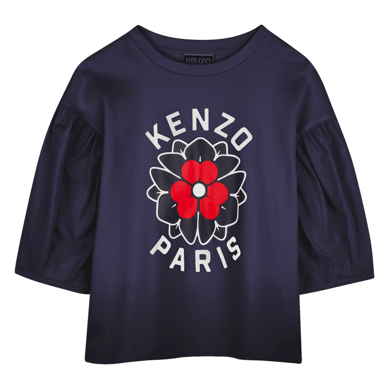 Bi-material T-shirt with print KENZO KIDS 
                    GIRL