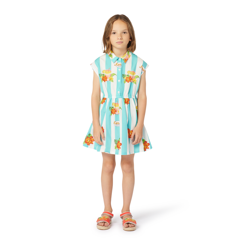 Striped cotton poplin dress KENZO KIDS 
                    GIRL