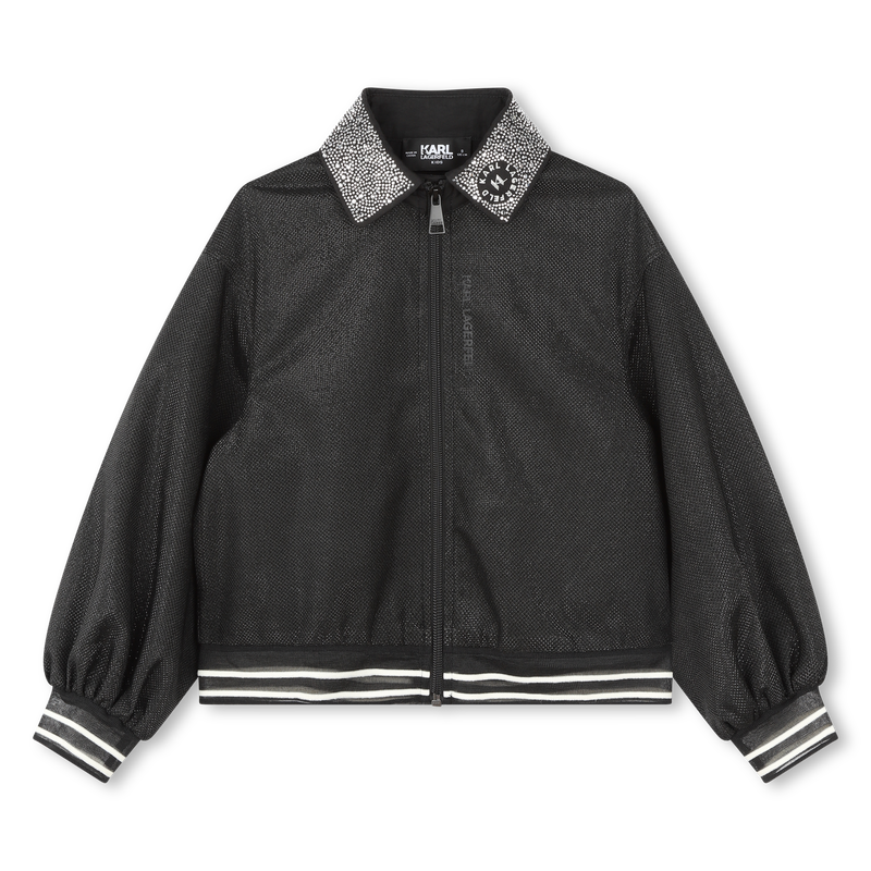 Rhinestone Collar Zip-Up KARL LAGERFELD KIDS 
                    GIRL