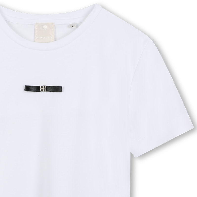 Cotton T-shirt with satin bow GIVENCHY 
                    GIRL