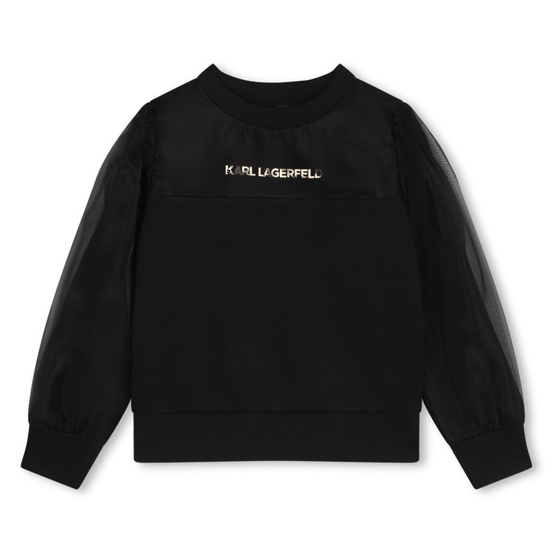Organza-Sleeve Sweatshirt KARL LAGERFELD KIDS 
                    GIRL