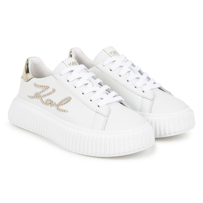 Leather Lace-Up Sneakers KARL LAGERFELD KIDS 
                    GIRL