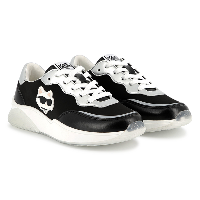 Lace-up sneakers with badge KARL LAGERFELD KIDS 
                    GIRL