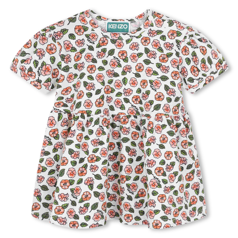 Balloon-sleeve printed dress KENZO KIDS 
                    GIRL