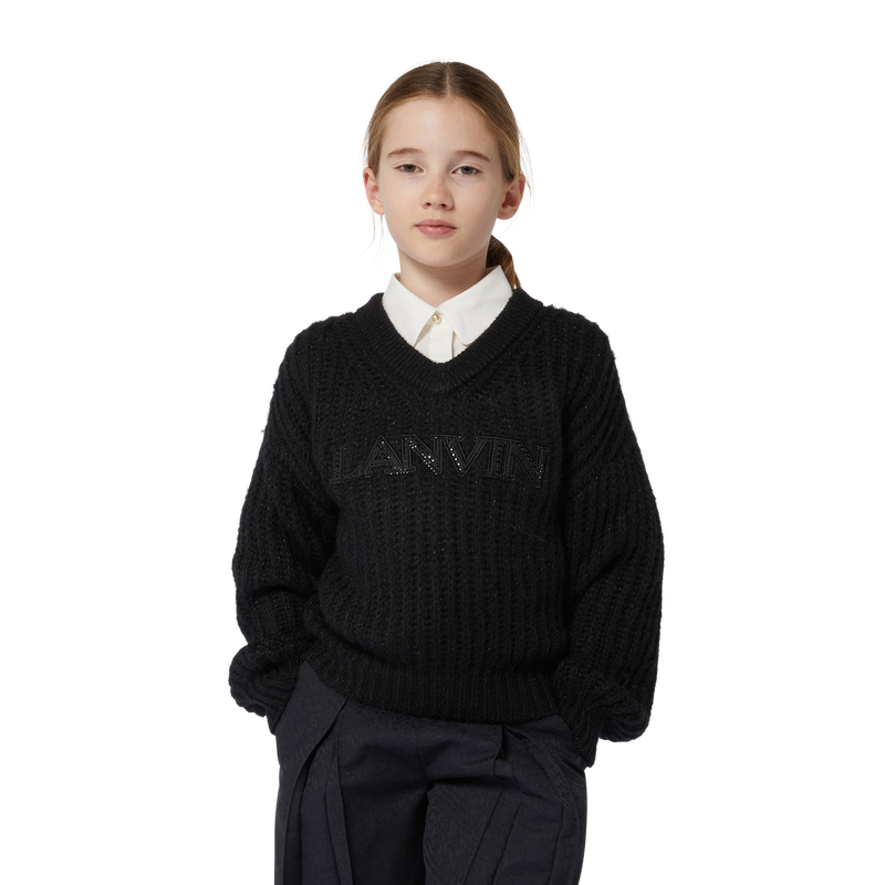Embroidered Knit V-Neck Sweater LANVIN 
                    GIRL