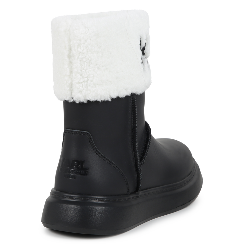 Cuffed Leather Ankle Boots KARL LAGERFELD KIDS 
                    GIRL
