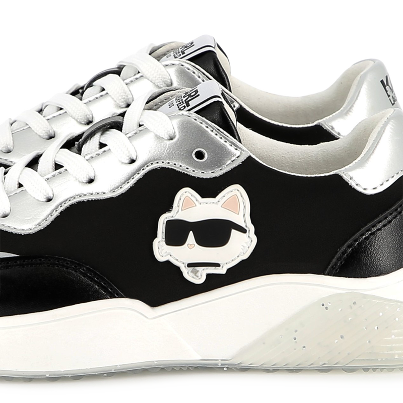 Lace-up sneakers with badge KARL LAGERFELD KIDS 
                    GIRL