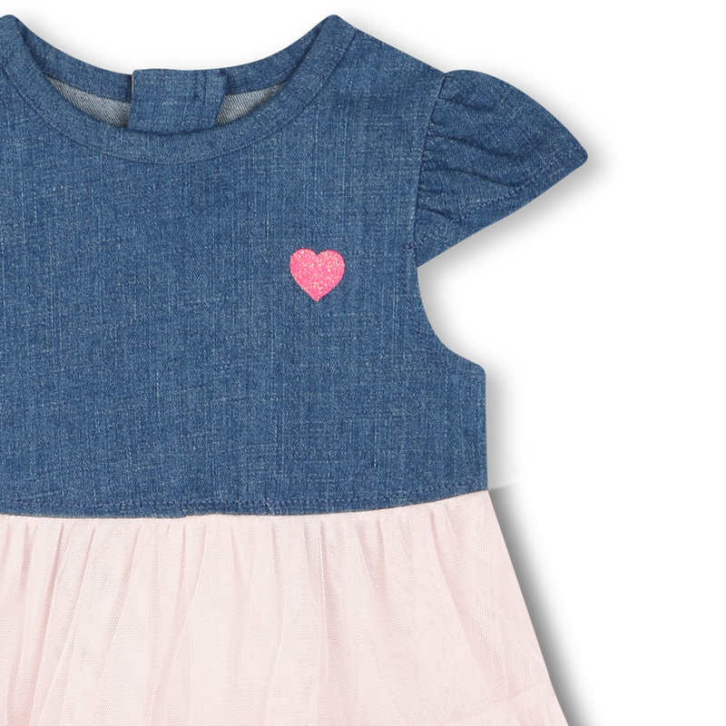 Bi-material dress with ruffles BILLIEBLUSH 
                    GIRL