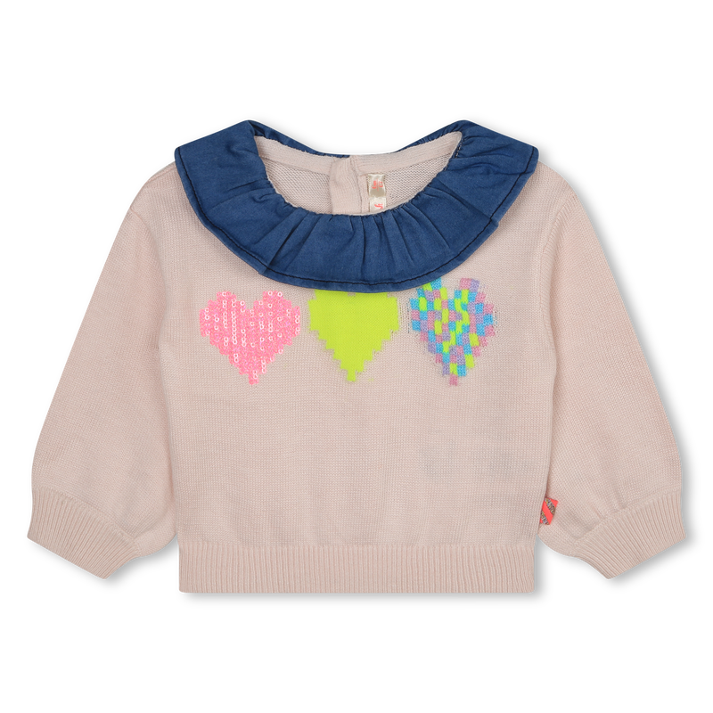 Denim collar graphic sweater BILLIEBLUSH 
                    GIRL