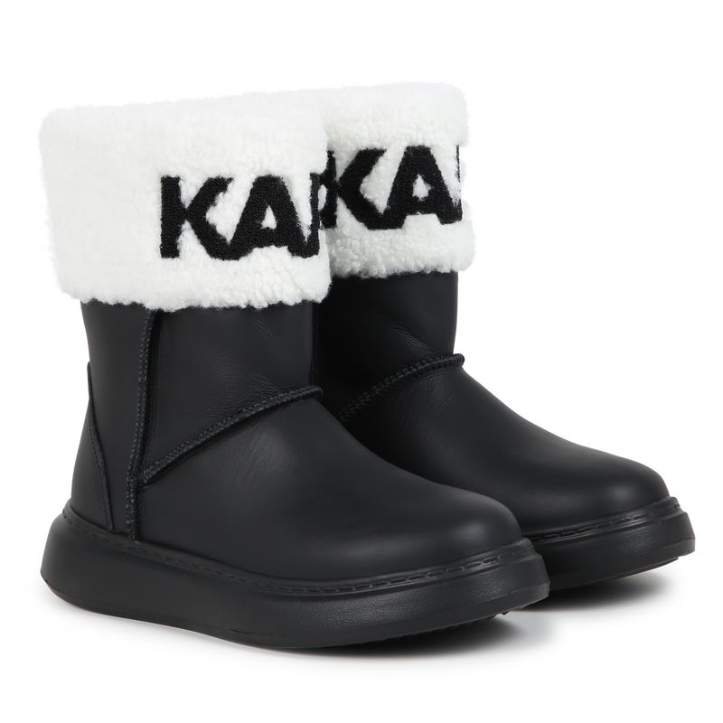 Cuffed Leather Ankle Boots KARL LAGERFELD KIDS 
                    GIRL