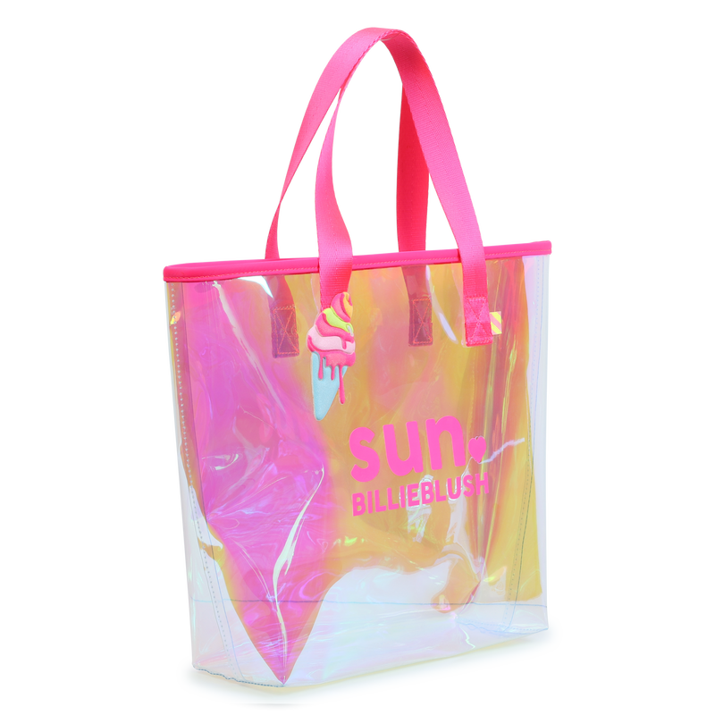 Shiny tote bag with badge BILLIEBLUSH 
                    GIRL