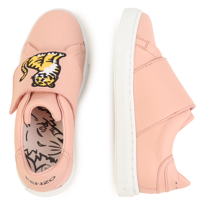 Embroidered leather sneakers KENZO KIDS 
                    UNISEX