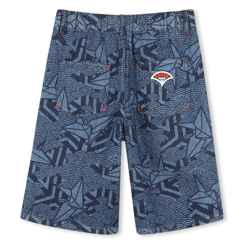 Printed denim Bermuda shorts KENZO KIDS 
                    BOY