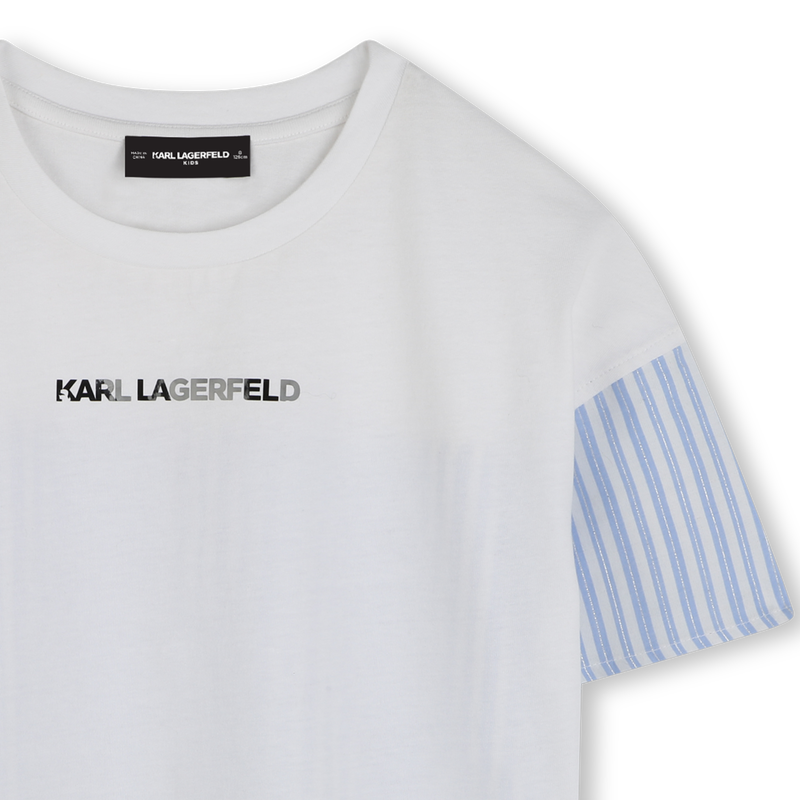 Bi-material T-shirt with print KARL LAGERFELD KIDS 
                    GIRL