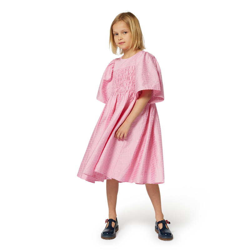 Embroidered cotton satin dress KENZO KIDS 
                    GIRL