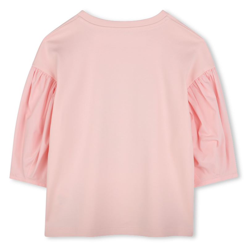 Bi-material T-shirt with print KENZO KIDS 
                    GIRL