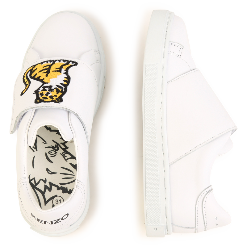 Embroidered leather sneakers KENZO KIDS 
                    UNISEX
