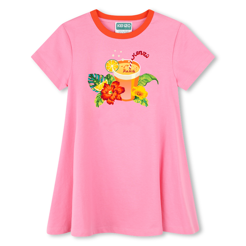 Short-sleeved cotton dress KENZO KIDS 
                    GIRL